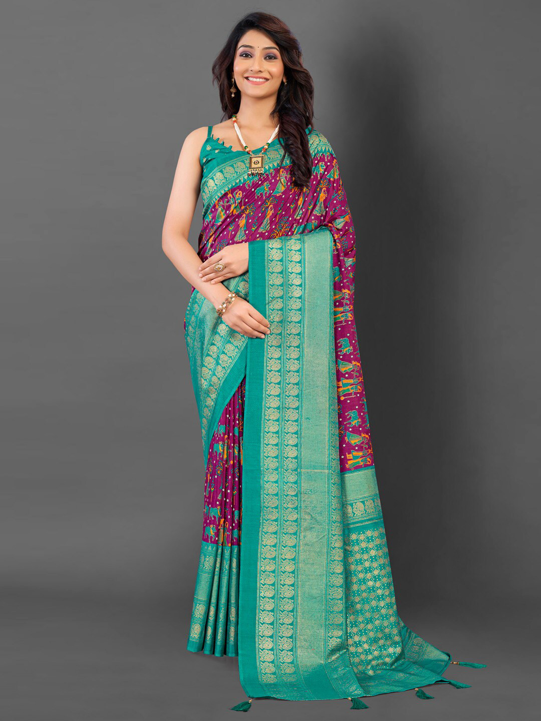 Mitera Floral Zari Designer Pochampally Saree