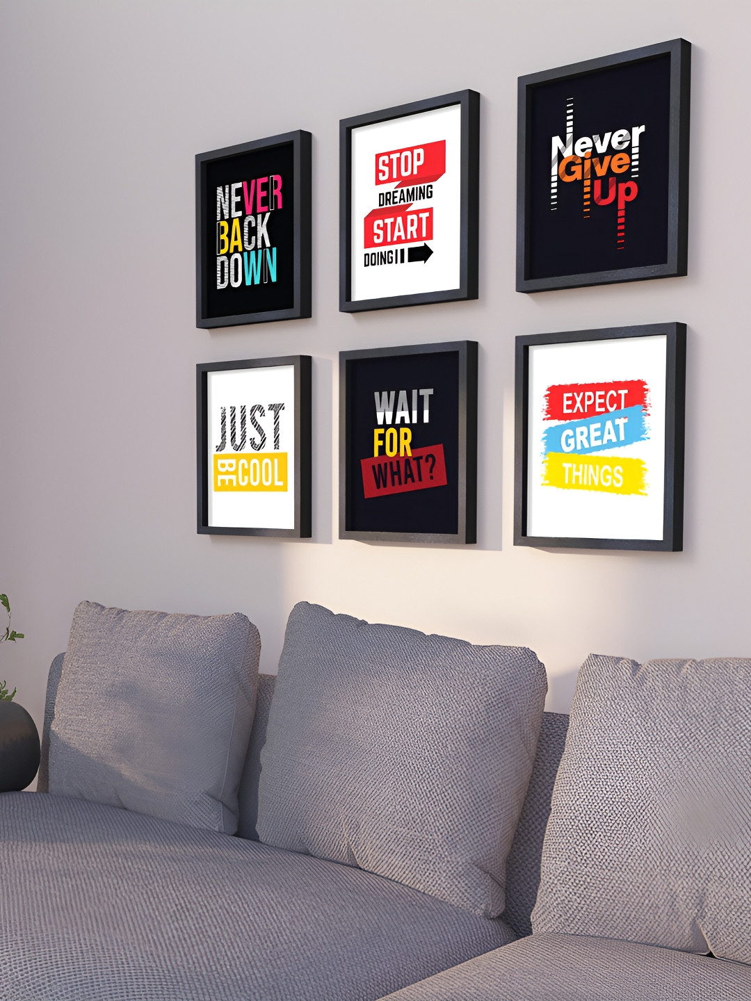 nest ART Black & White 6 Pieces Good Thought Wall Art