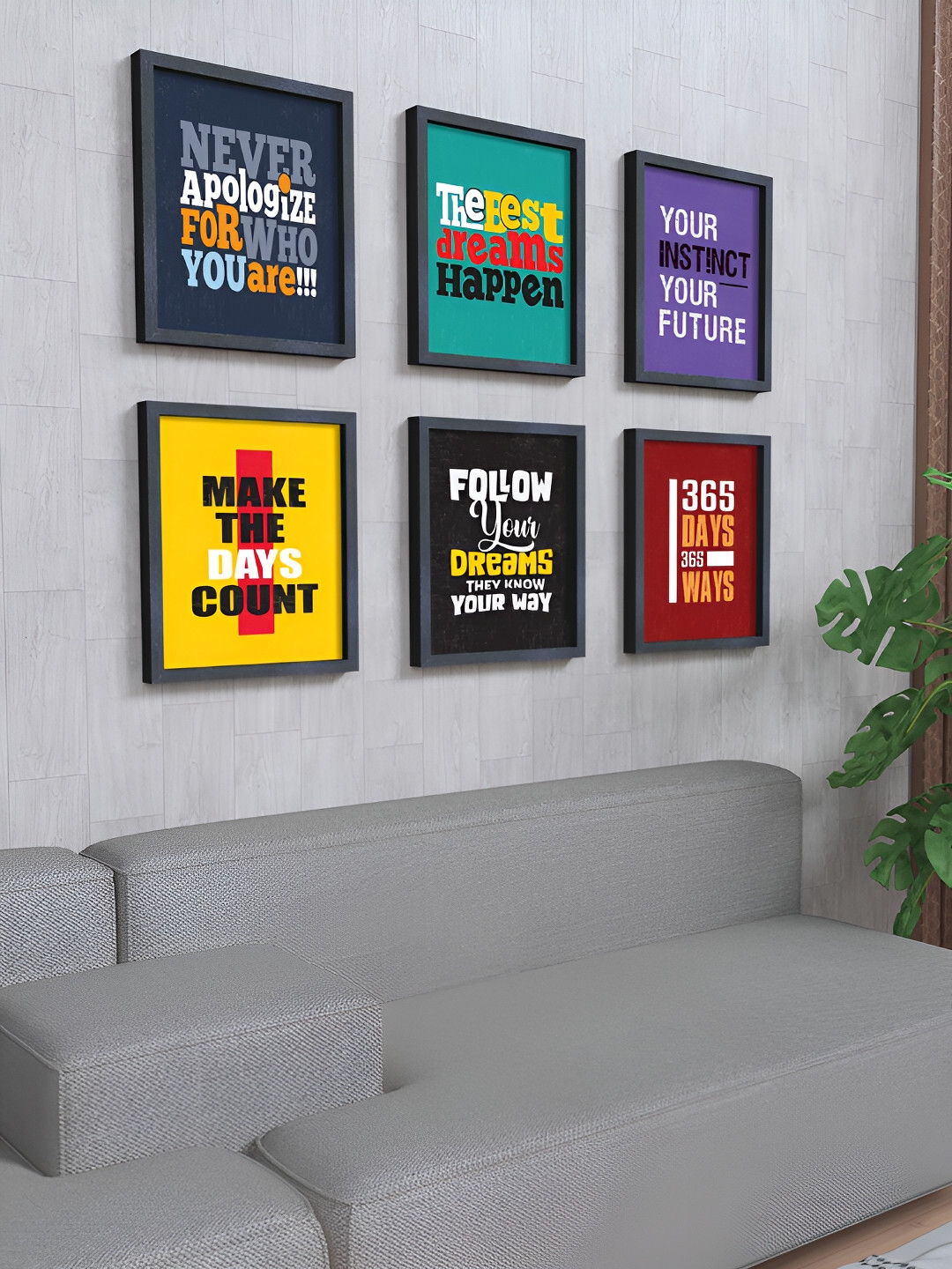 nest ART Green & Blue 6 Pieces Good Thought Wall Art