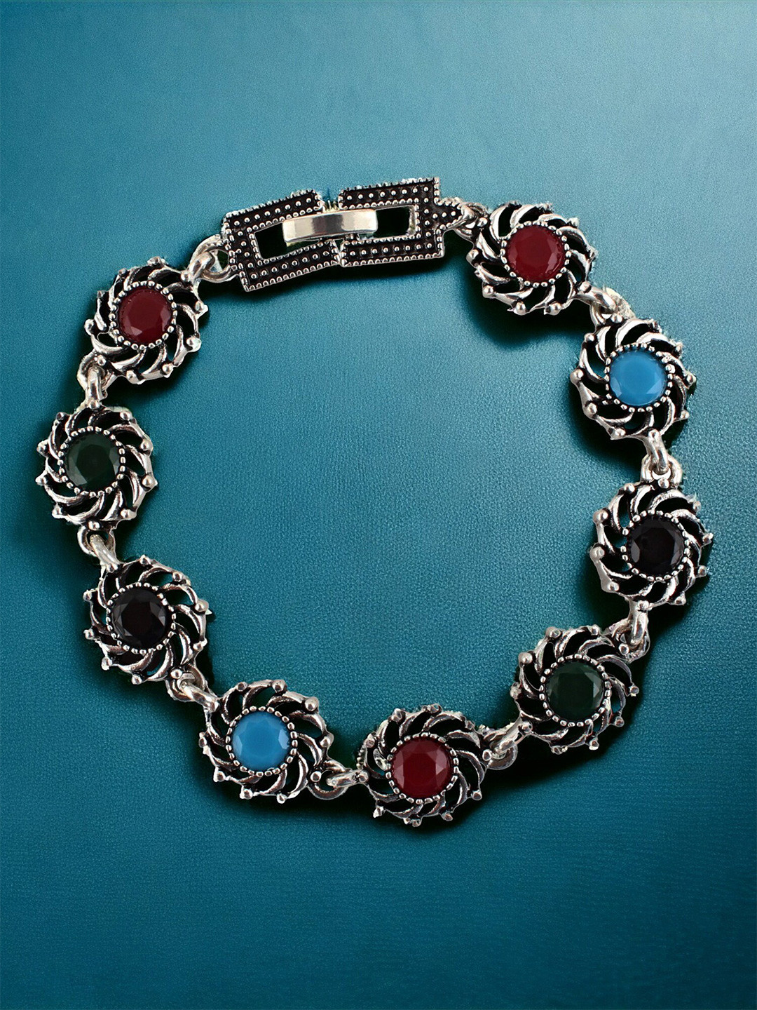 LUCKY JEWELLERY German Silver-Plated Oxidised Wraparound Bracelet
