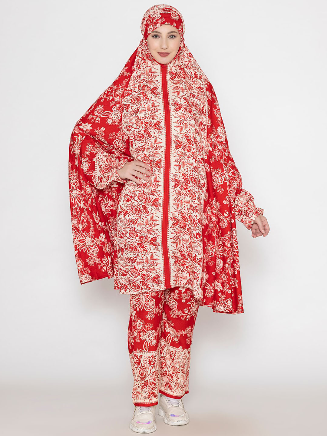 SANASH Collections Printed Hooded Abaya Style Co-Ords