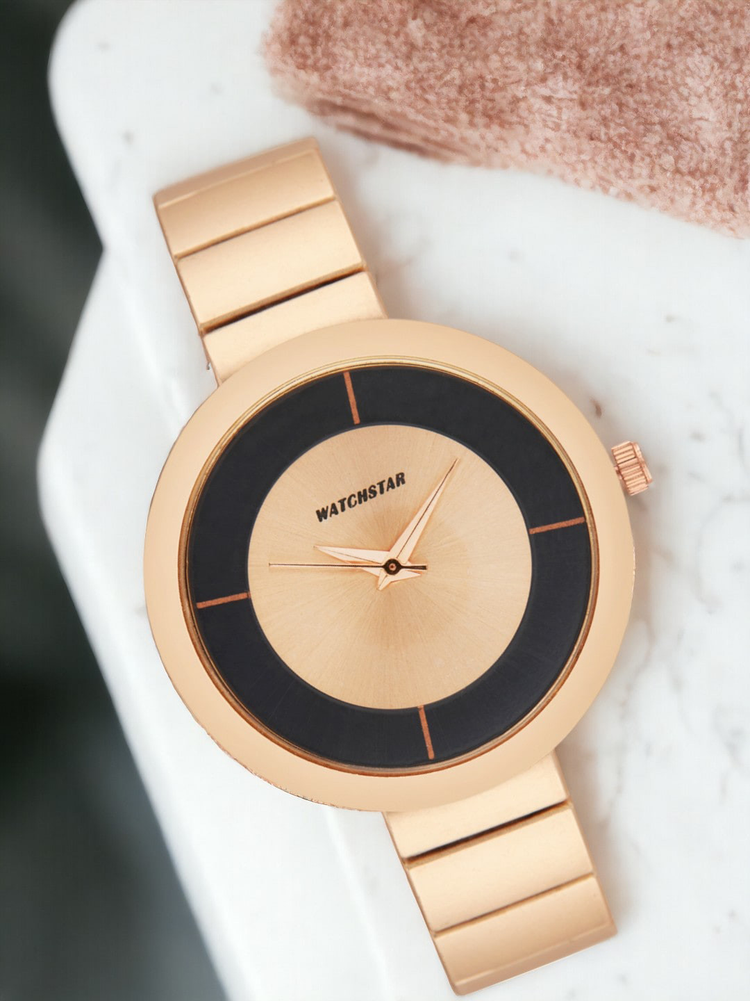 WATCHSTAR Copper Watch Women Textured Dial & Stainless Steel Straps Analogue Mate copperDL