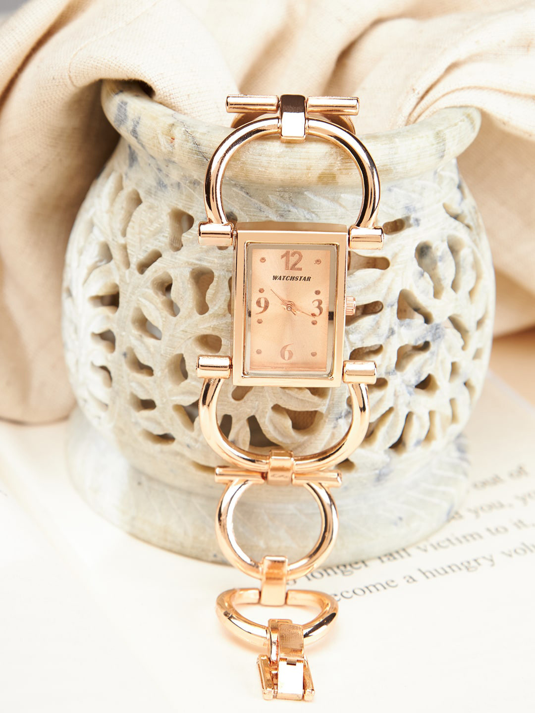 WATCHSTAR Watch Women Patterned Dial & Stainless Steel Straps Analogue Spider CopperDL