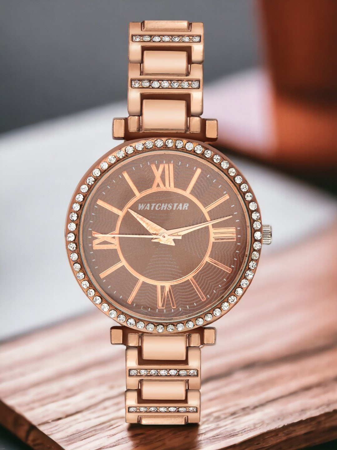 WATCHSTAR Blue Watch Women Stainless Steel Bracelet Style Straps Analogue Glory BrownDL