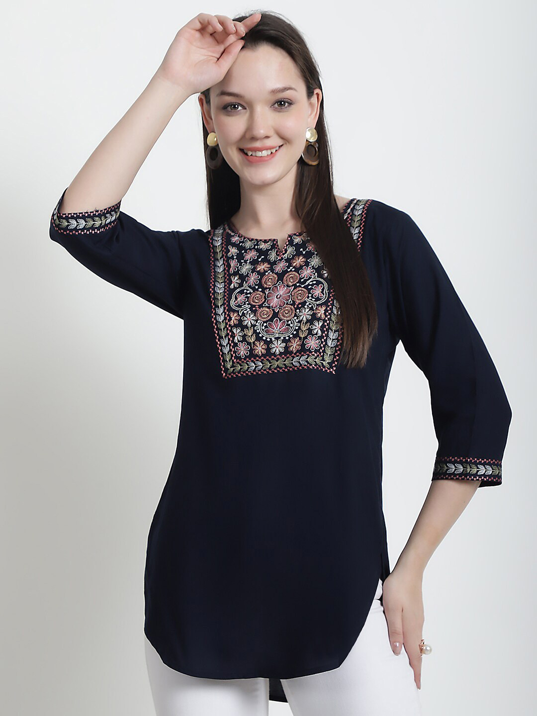 GRACIT Floral Print Net Regular Top