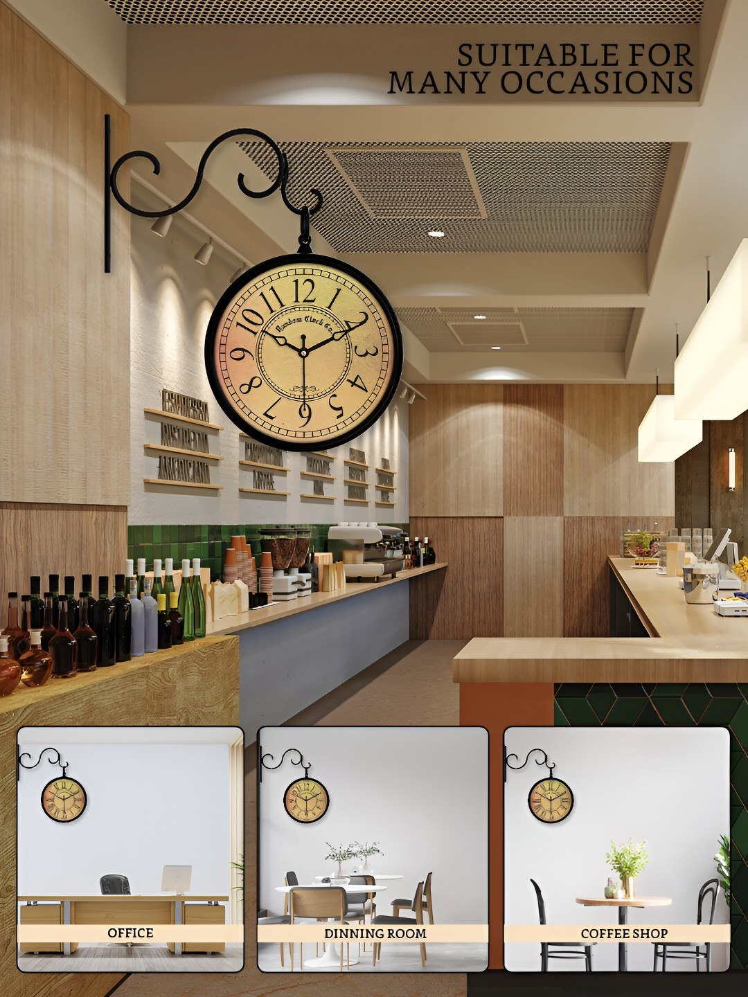 RANDOM Black & Yellow Vintage Metal Round Wall Clock