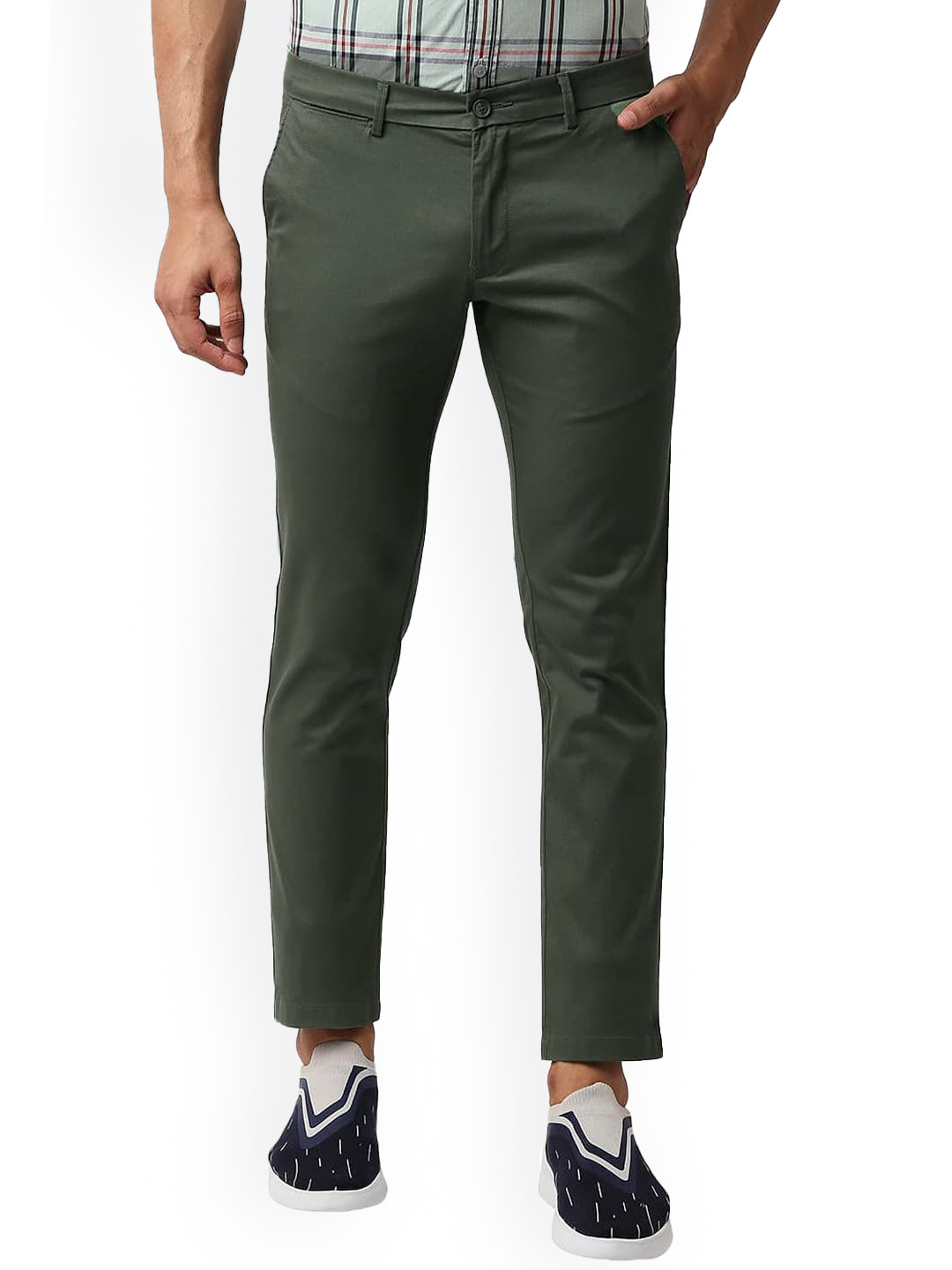 Basics Men Tapered Fit Cotton Stretch Trousers