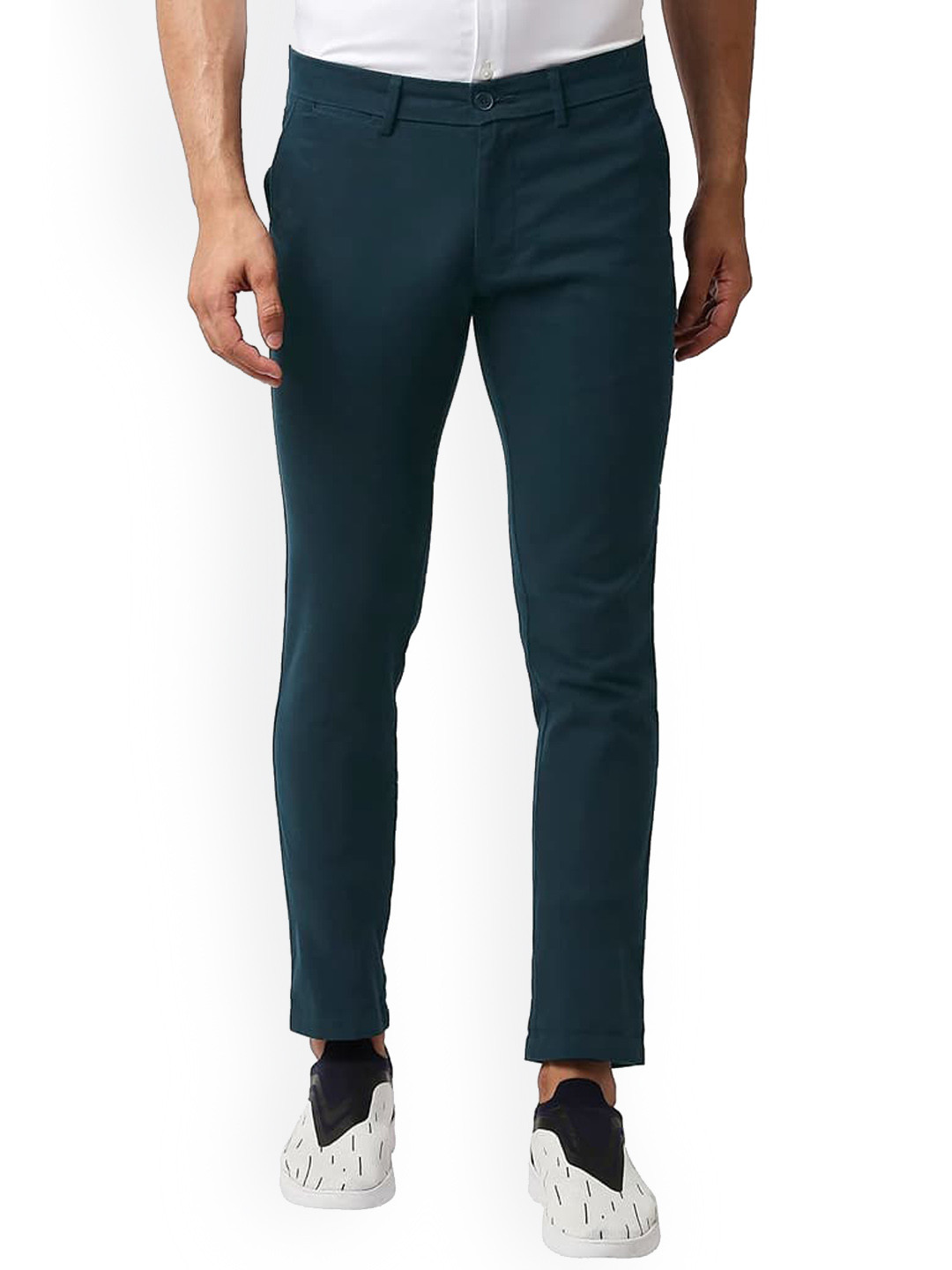 Basics Men Tapered Fit Cotton Stretch Trousers