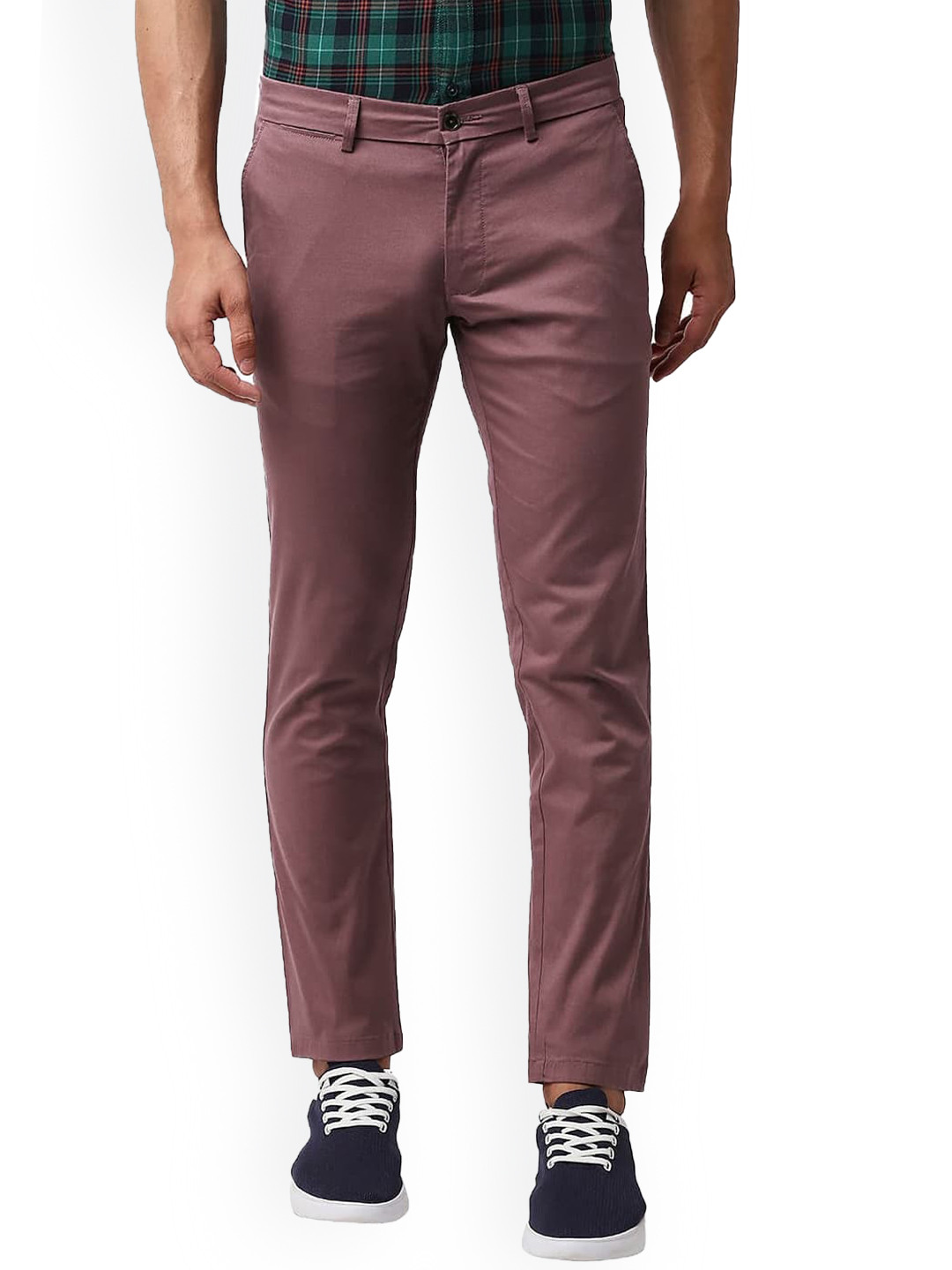 Basics Men Slim Fit Cotton Mid-Rise Regular Trousers