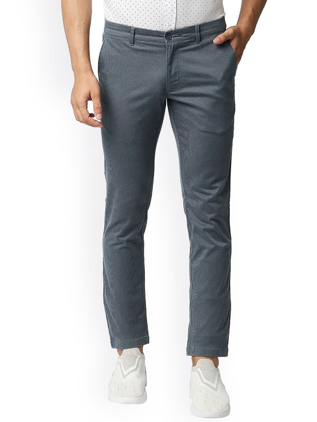 Basics Men Slim Fit Mid Rise Cotton Chinos Trousers