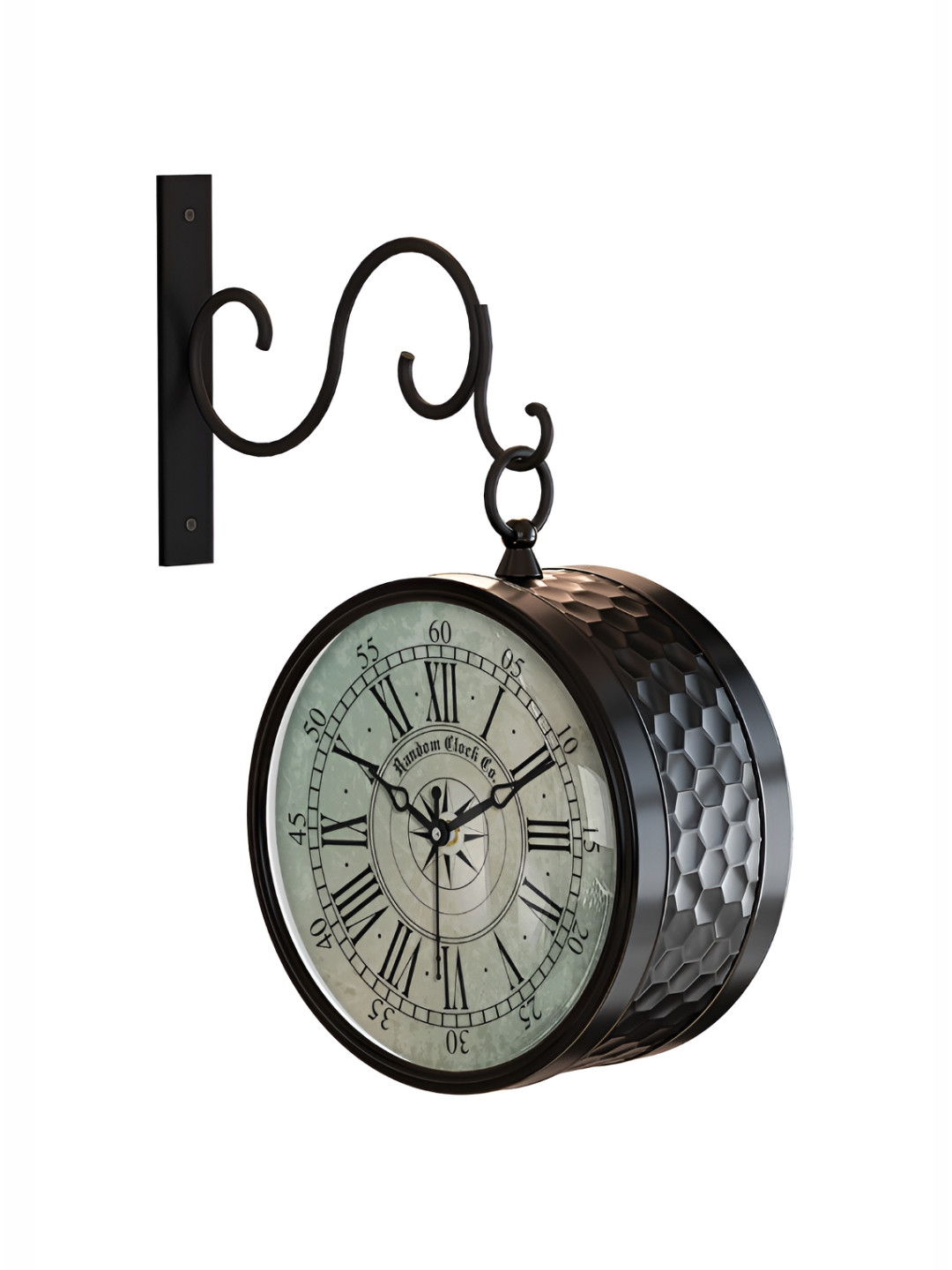 RANDOM Grey & Black Vintage Metal Round Wall Clock