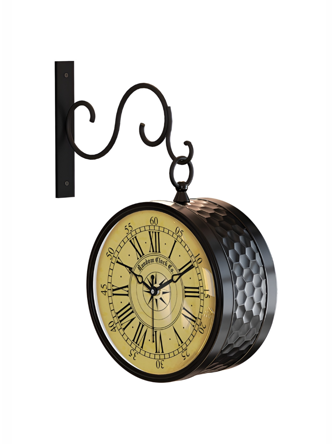 RANDOM Beige & Black Vintage Metal Round Wall Clock