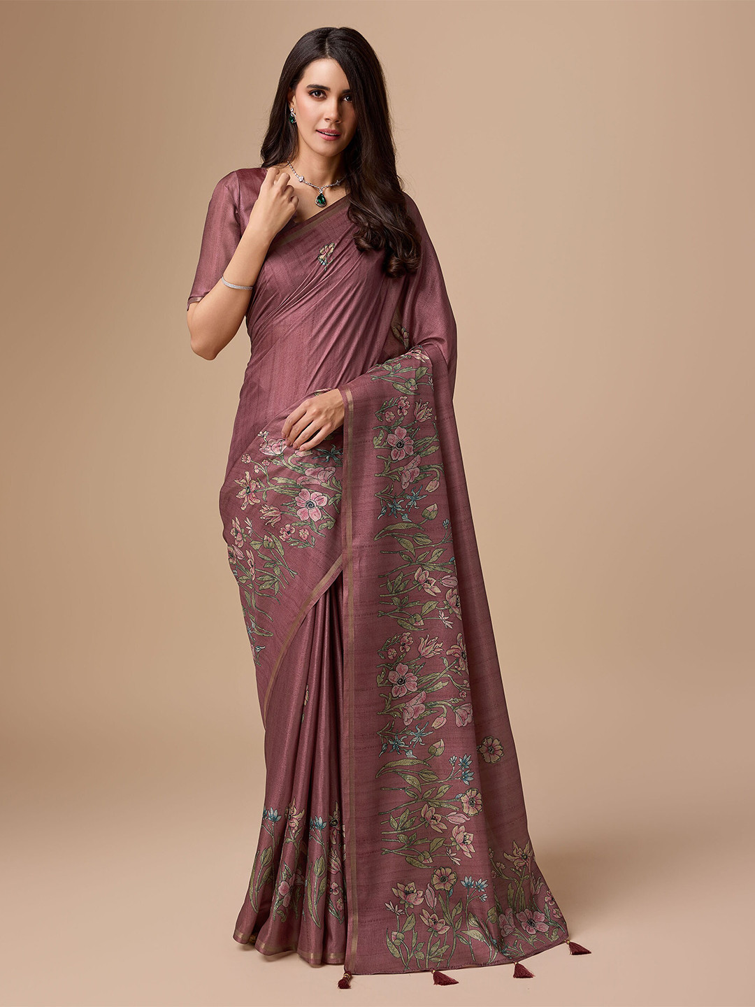 Mitera Floral Pure Viscose Silk Saree