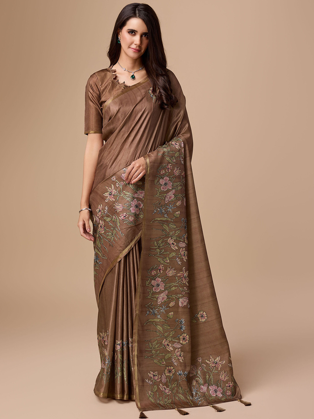 Mitera Floral Pure Viscose Silk Saree