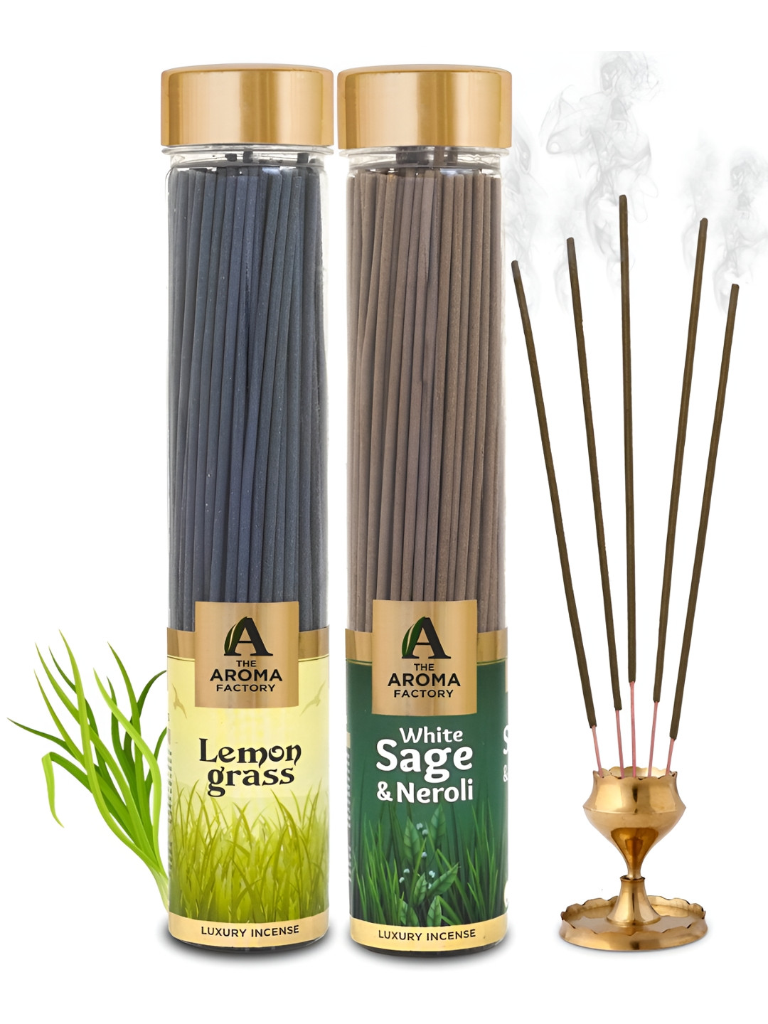 The Aroma Factory 2 Pieces Green Lemongrass, White Sage & Neroli Incense Agarbattis