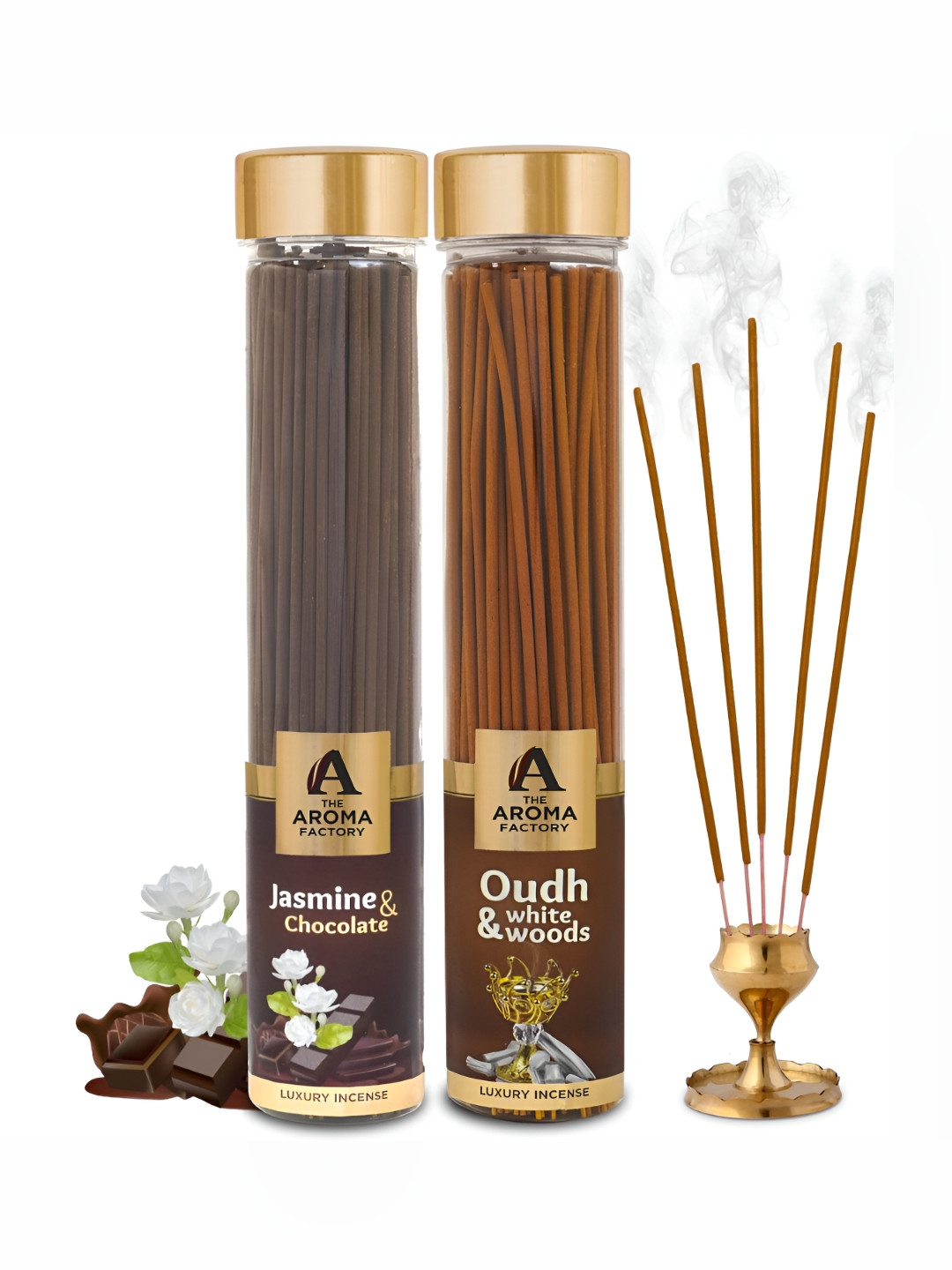 The Aroma Factory 2 Pieces Brown Oudh & White Wooden Incense Agarbattis