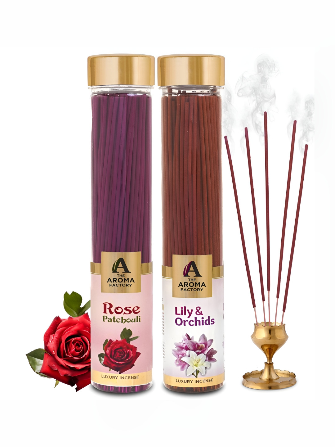 The Aroma Factory 2 Pieces Purple Rose Patchouli, Lily & Orchid Incense Agarbattis