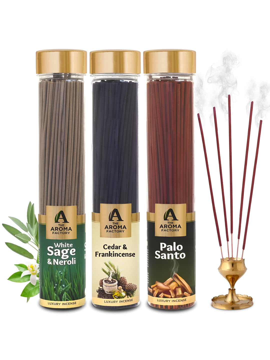 The Aroma Factory 3 Pieces White Sage & Neroli, Cedar & Frankincense Incense Agarbattis