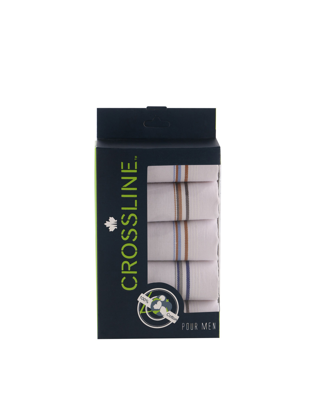 CROSSLINE Men Pack Of 5 Pure Cotton Handkerchiefs