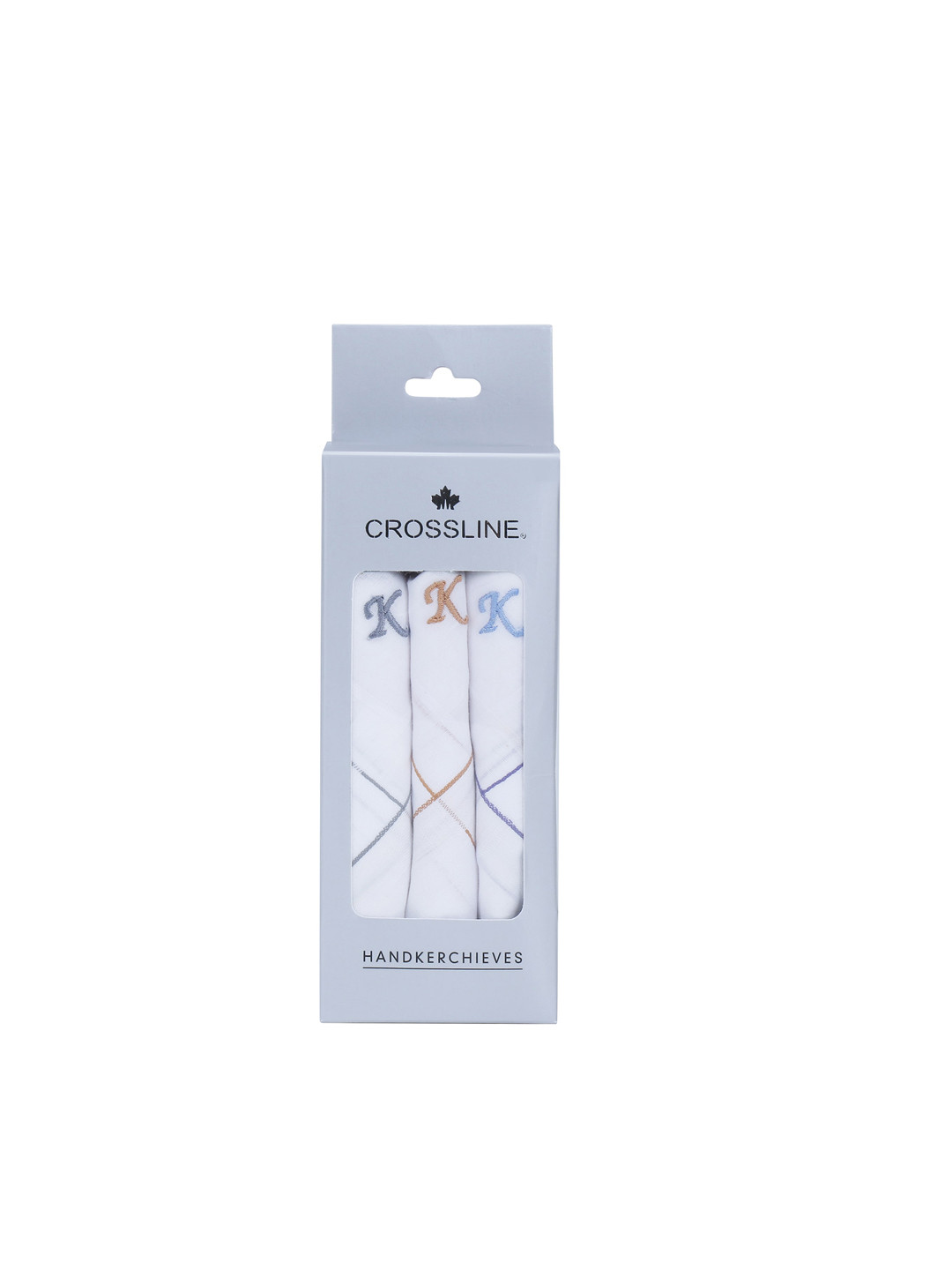 CROSSLINE Men Pack of 3 Logo Embroidered Pure Cotton Handkerchiefs