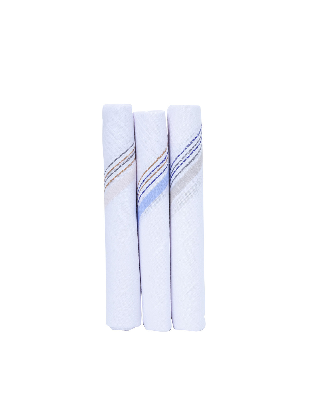 CROSSLINE Men Pack Of 3 Pure Cotton Handkerchiefs
