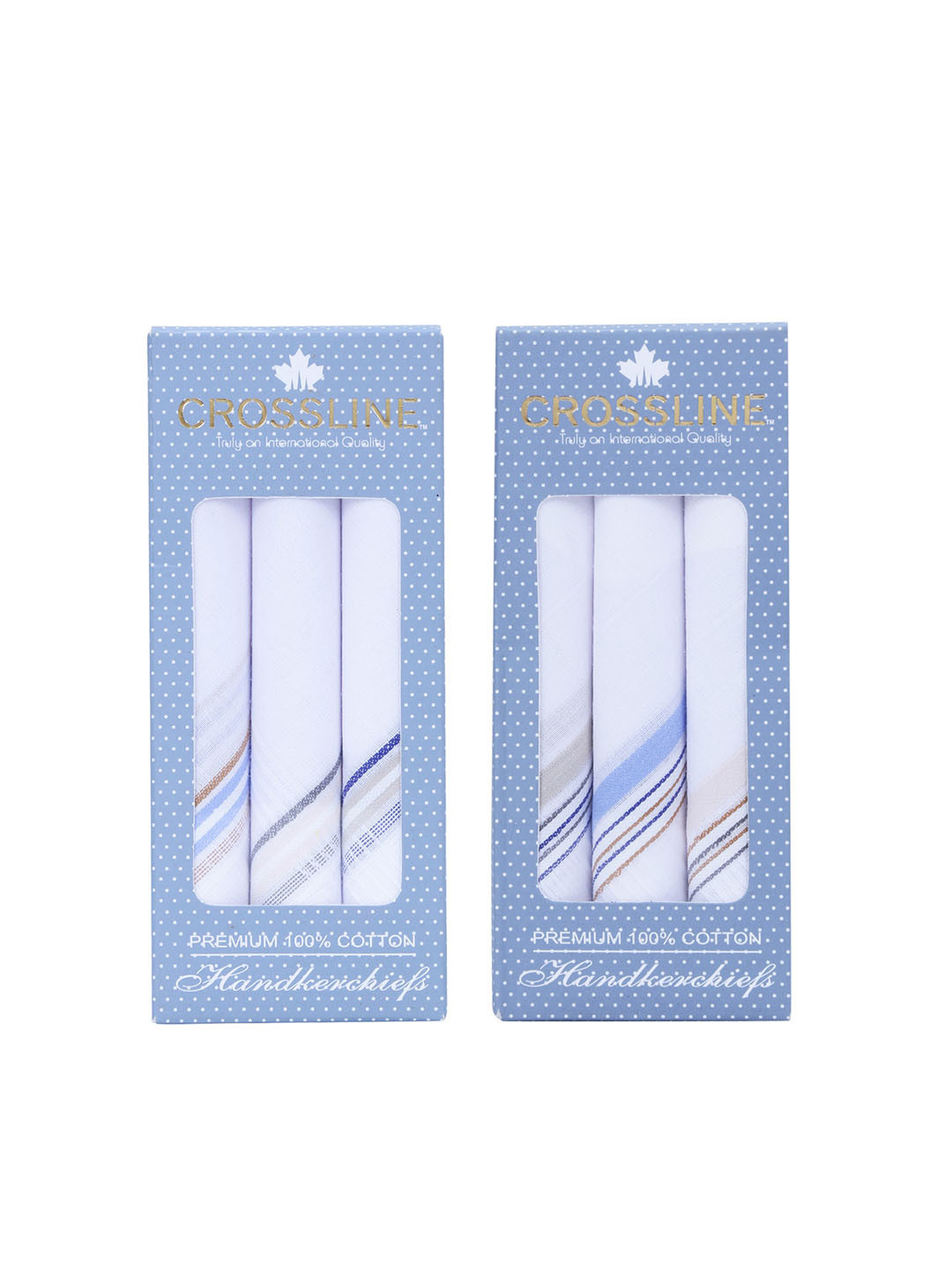 CROSSLINE Men Pack Of 6 Pure Cotton Handkerchiefs