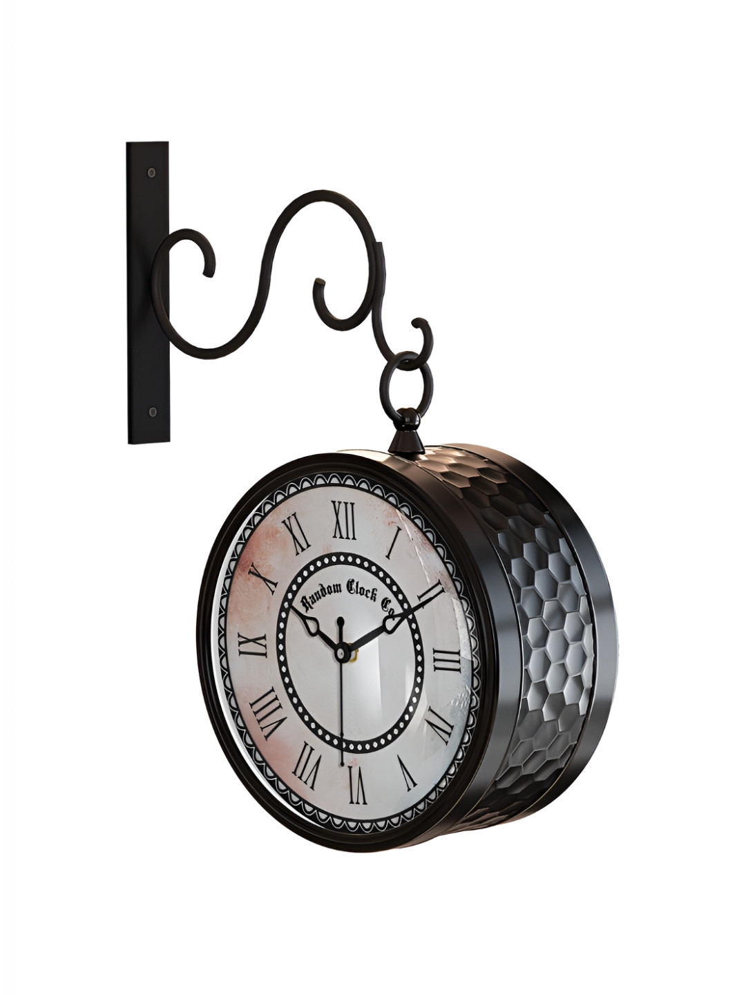 RANDOM Black & Cream-Coloured Vintage Metal Round Wall Clock