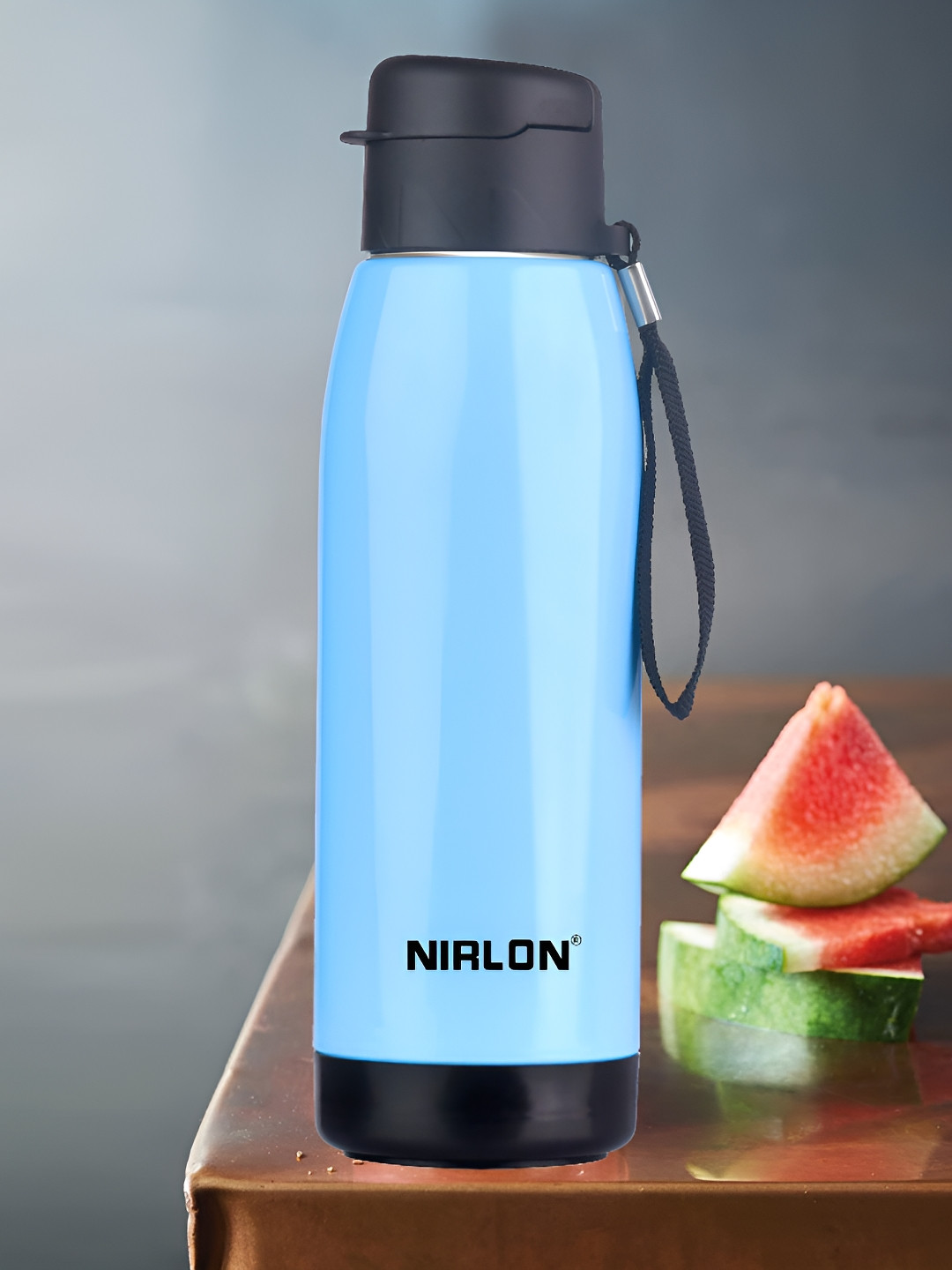 NIRLON ELECTRO PU Blue Stainless Steel Spill Proof 2 Piece Water Bottle - 750ml