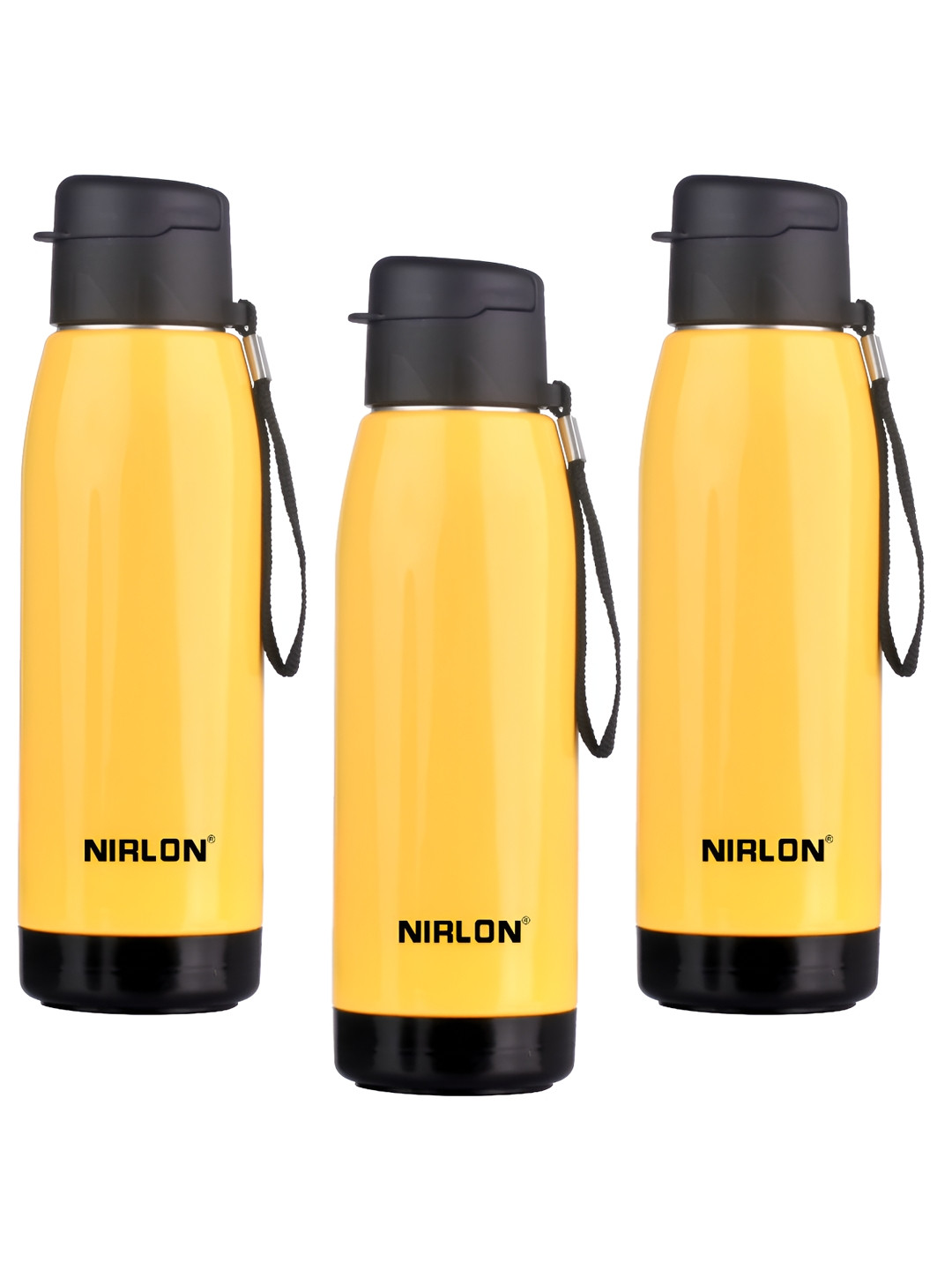 NIRLON ELECTRO PU Yellow Stainless Steel Spill Proof 3 Piece Water Bottle - 750ml