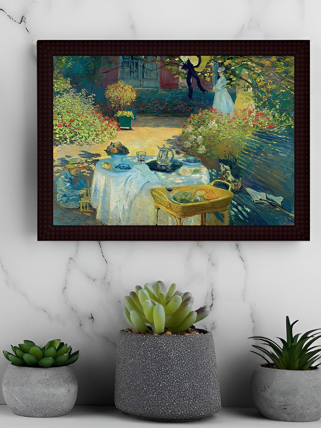 Tamatina Green & Black Claud Monet Art Framed Canvas Painting Wall Art