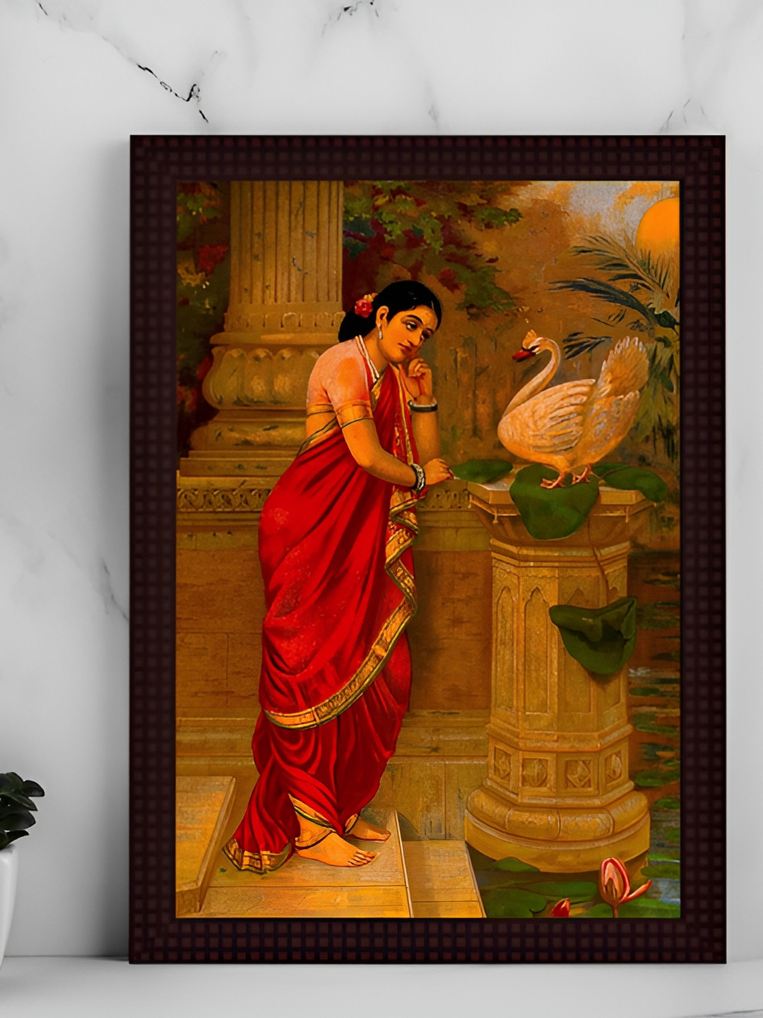 Tamatina Hamsa Damyanthi Canvas Wall Rectangle Paintings Wall Art -15.5 x 11.5 In