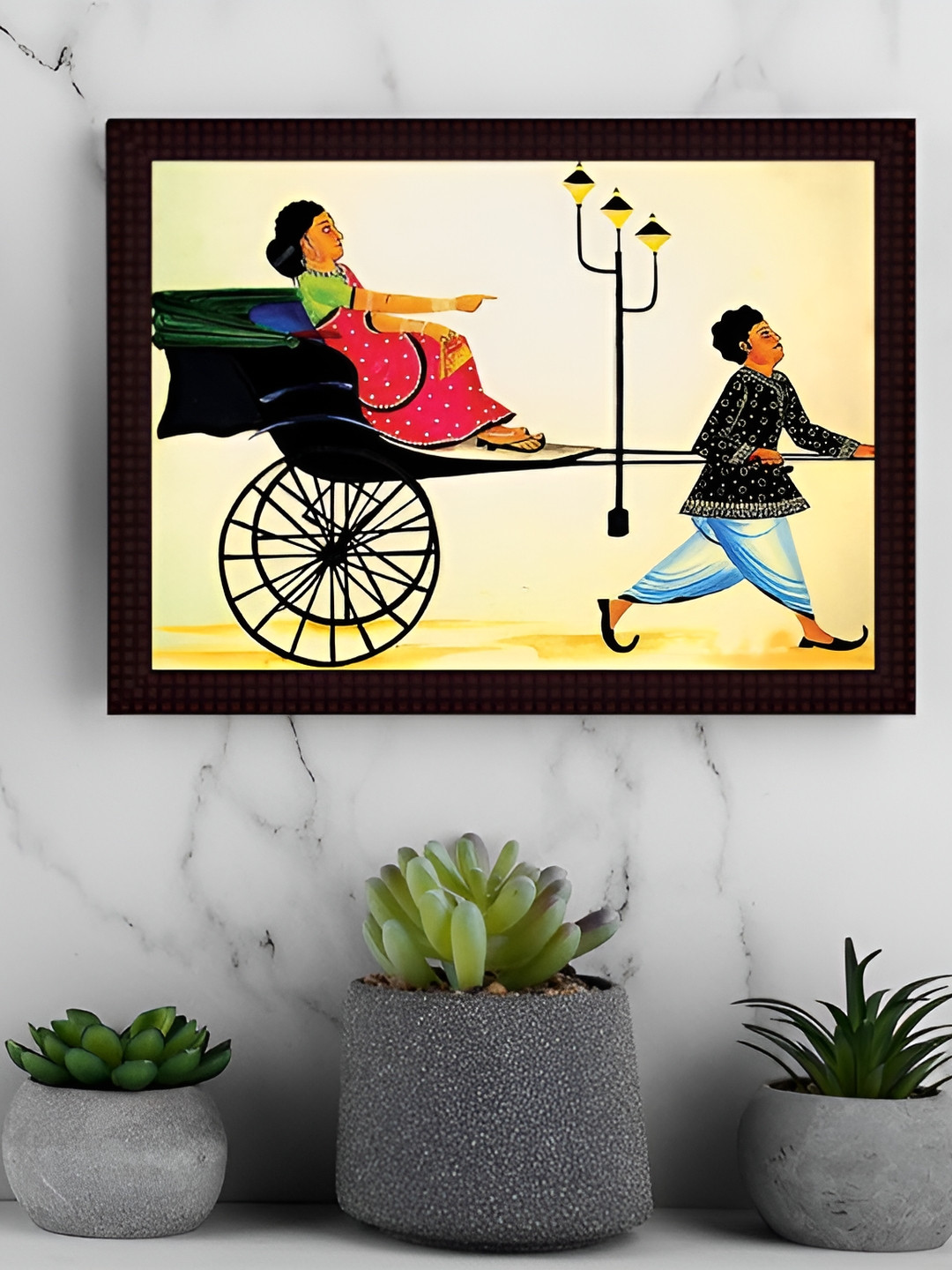 Tamatina Kalighat Art Wood Wall Rectangle Paintings Wall Art -11.5 x 15.5In