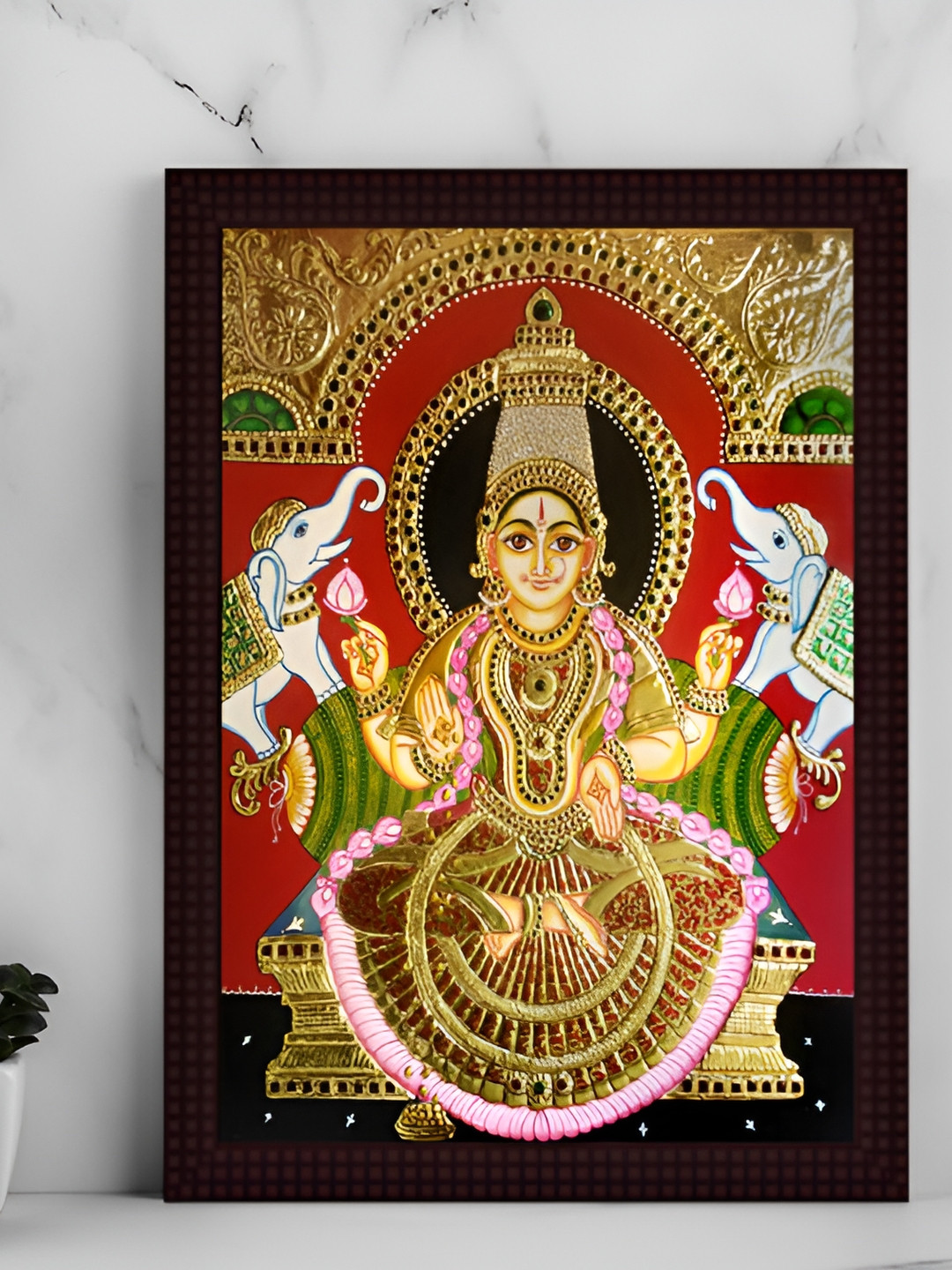 Tamatina Red & Green Religious Printed Wooden Wall Art