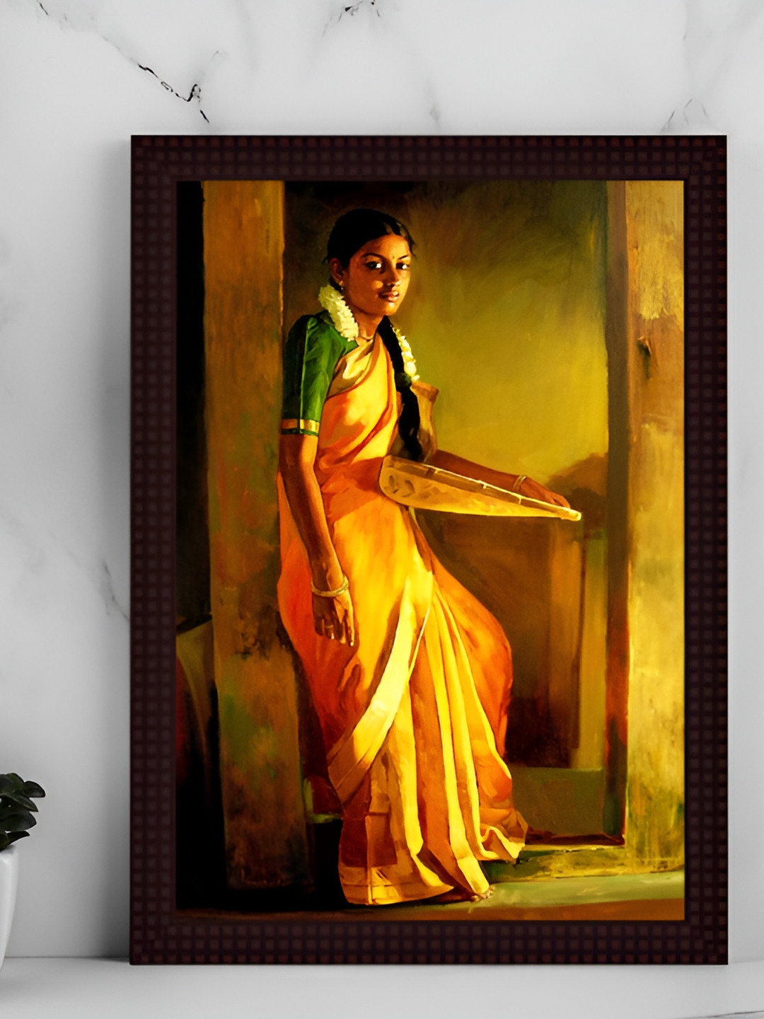 Tamatina Dravidian Women Wood Wall Rectangle Paintings Wall Art - 15.5 x 11.5In