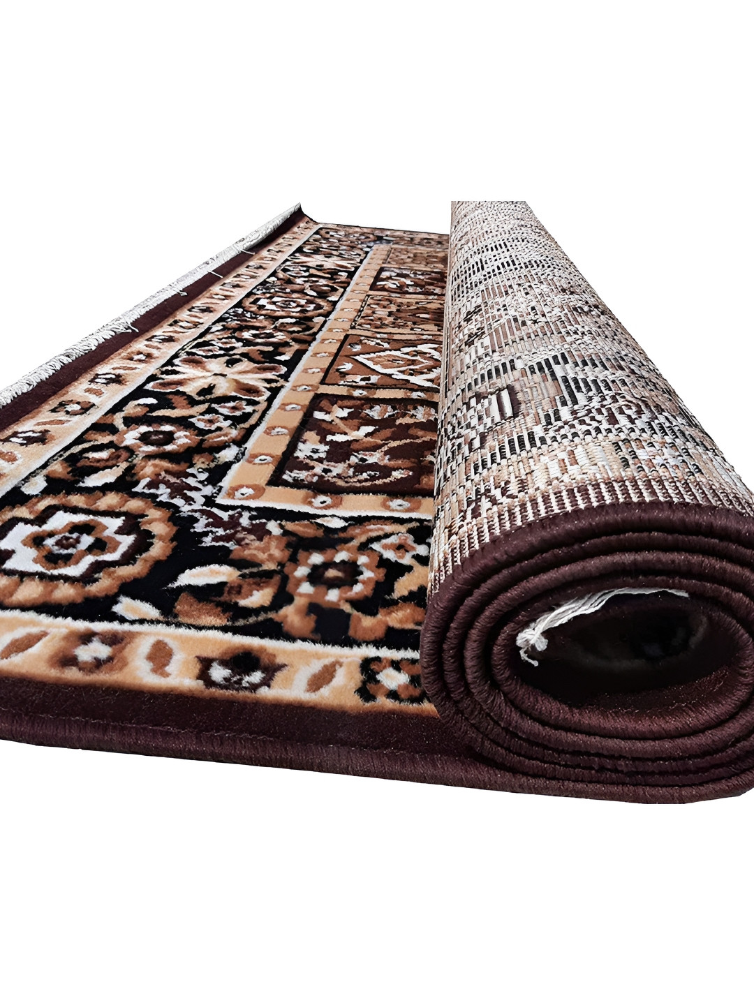 Safiya Carpet Brown Ethnic Motifs Water Resistant Polypropylene Carpet