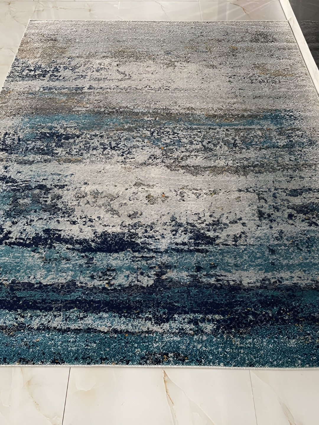 Safiya Carpet Blue Abstract Printed Water Resistant Carpets