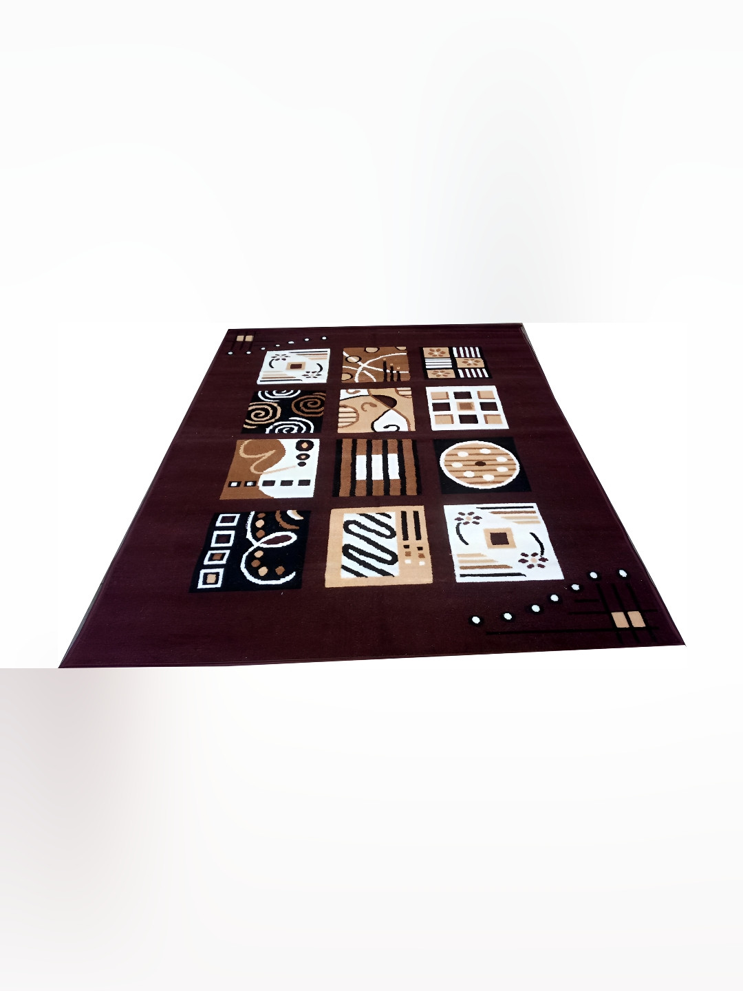 Safiya Carpet Brown Ethnic Motifs Water Resistant Polypropylene Carpet