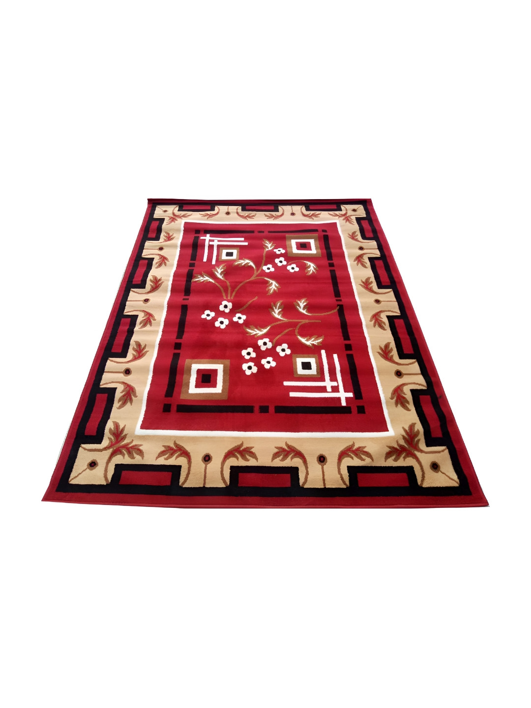 Safiya Carpet Red Printed Floor Carpets