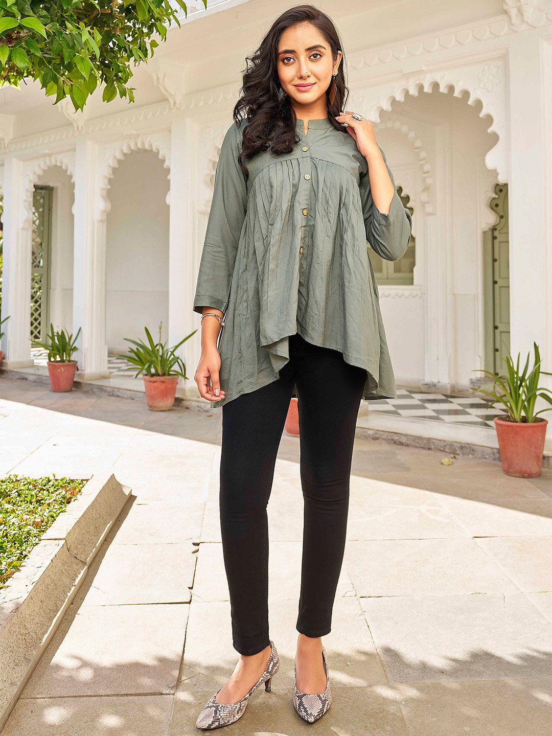 PEACH PIPER Shirt Collar Tunic
