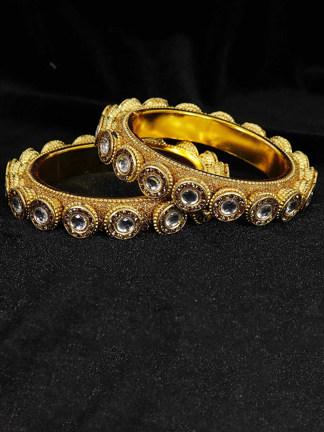 NMII Set Of 2 Gold-Plated Rajwadi Style Kada Bangles