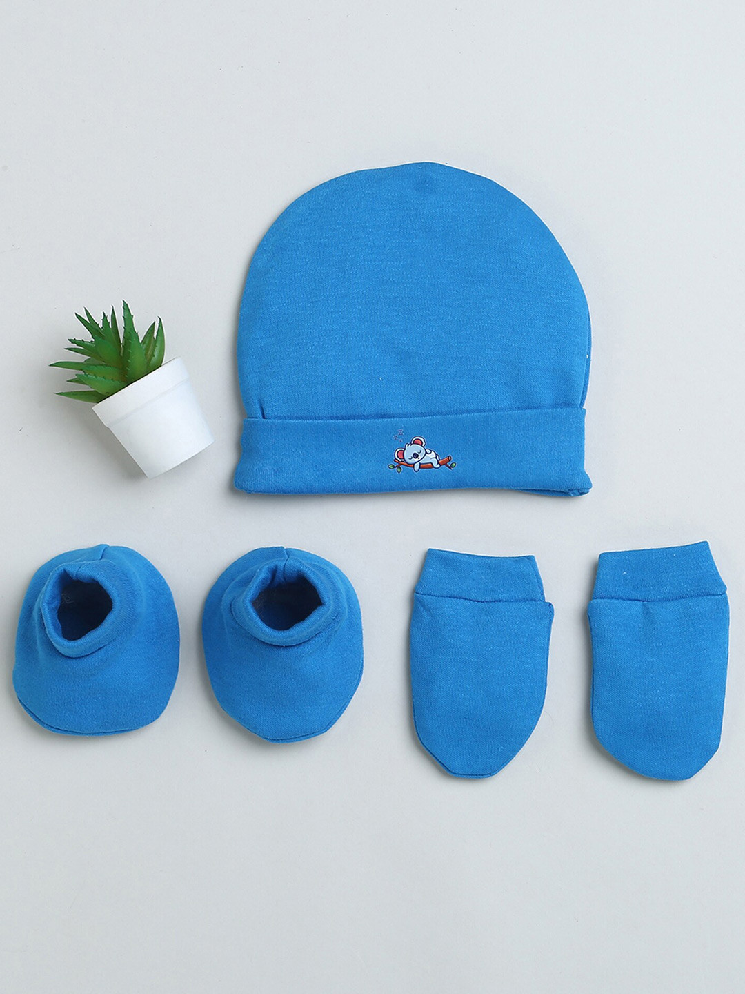 BUMZEE Infant Girls Cotton Beanie With Mitten & Booties