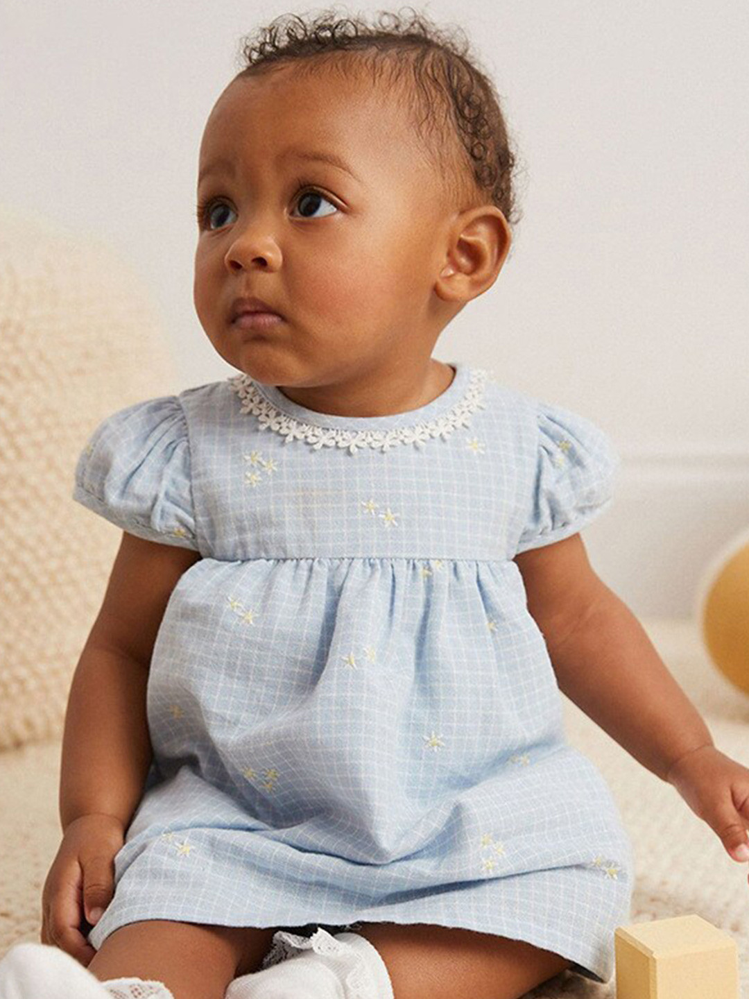 StyleCast Blue Checked A-Line Dress