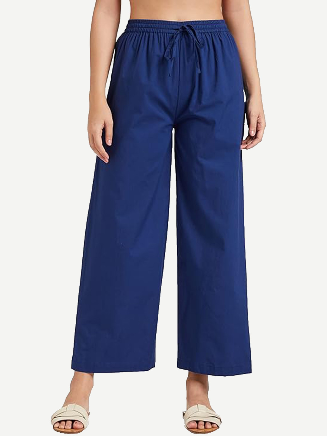 CKE  1PCS Comfortable Wide Legs with Elastic Belt Rayon Cotton Trouser Palazzo for Womens