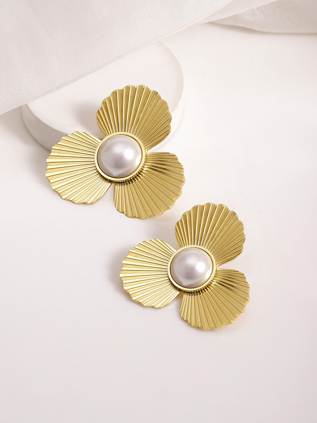 Rubans Voguish 18KT Gold Plated Stainless Steel Tarnish Free Demi-Fine Stud Earrings