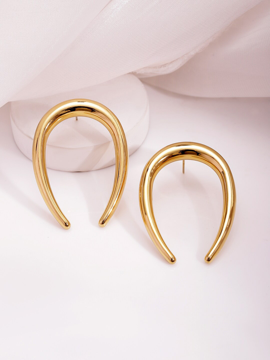 Rubans 18KT Gold Plated Stainless Steel Tarnish Free Waterproof Demi-Fine Hoop Earrings