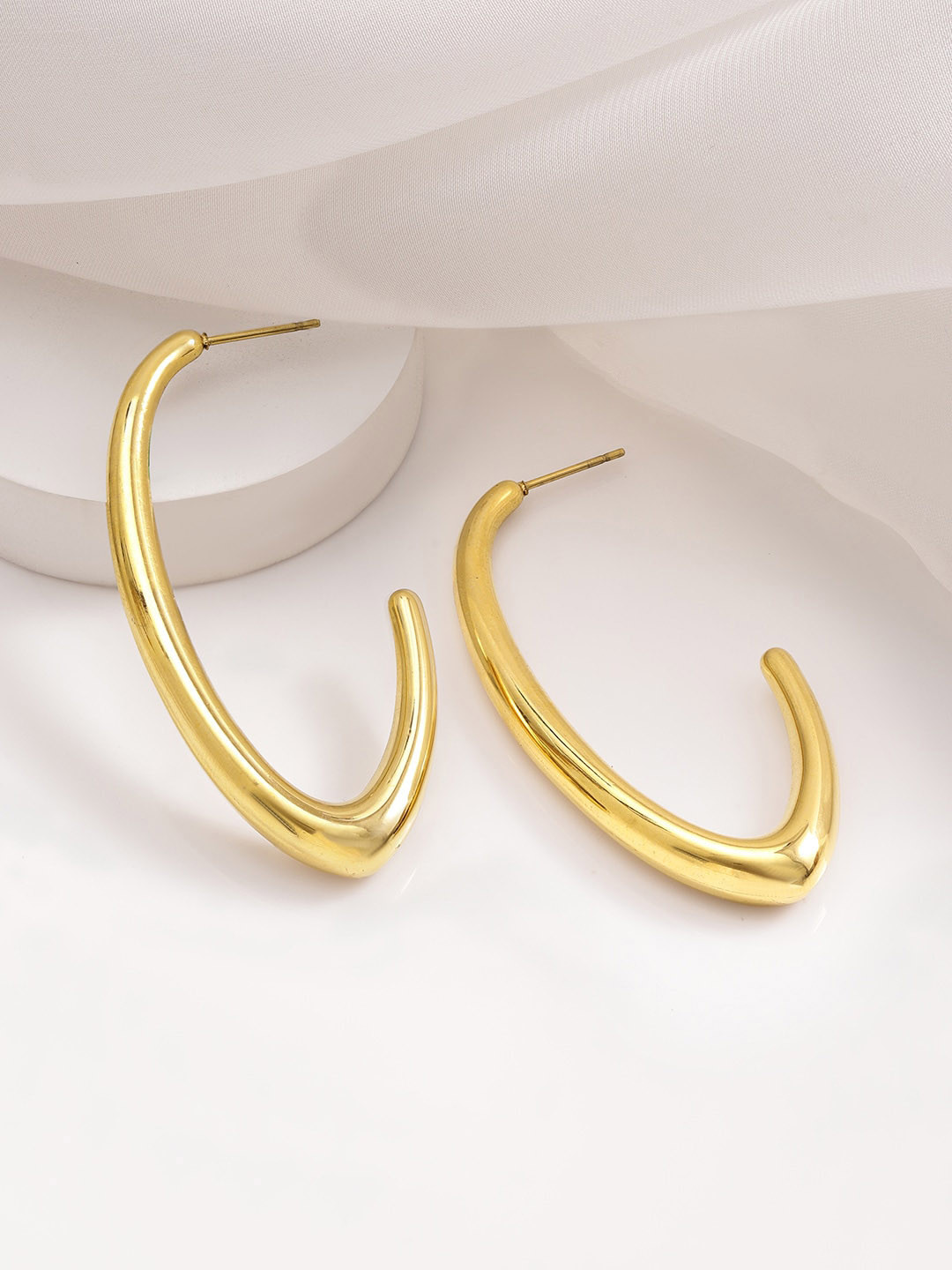 Rubans 18K Gold Plated Stainless Steel Tarnish-Free Waterproof Demi-Fine Hoop Earrings