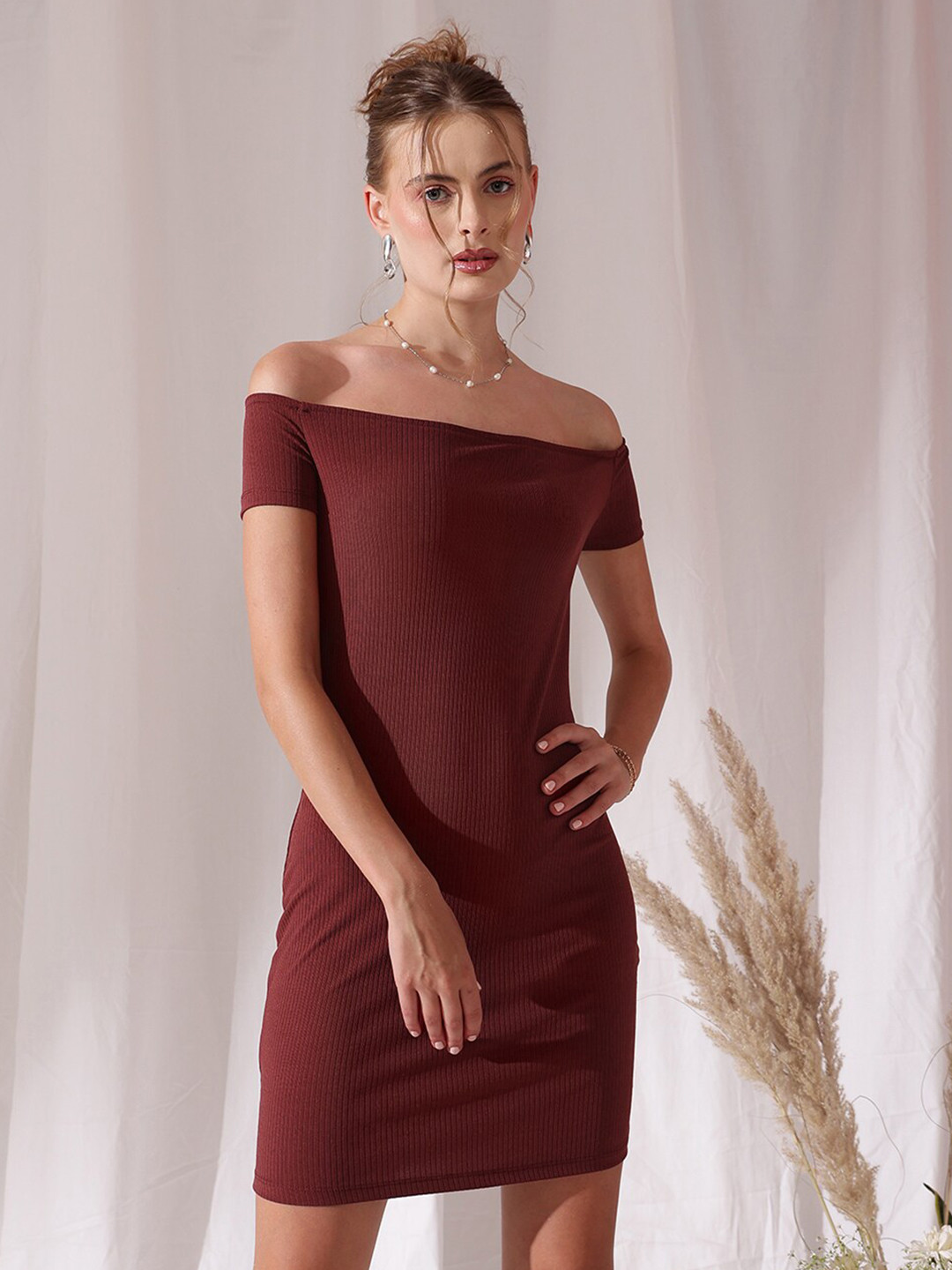 STREET 9 BASICS Off-Shoulder Bodycon Dress