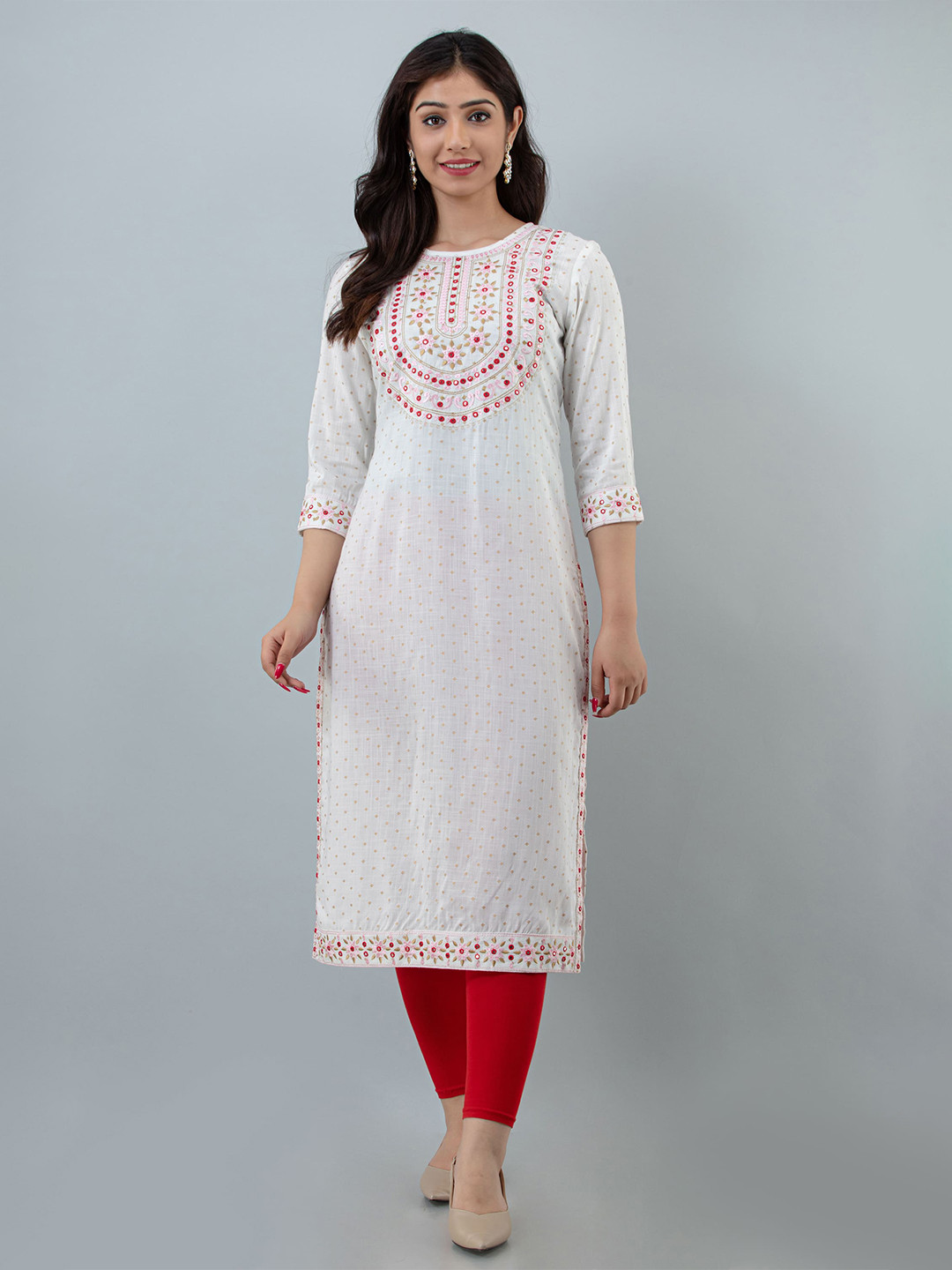 STYLE ANGEL Polka Dots Printed Straight Kurta