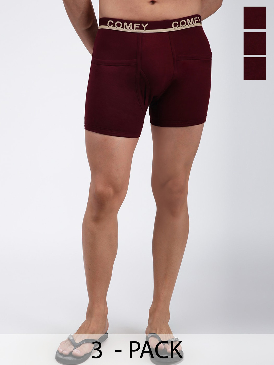 AMUL COMFY Pack Of 3 Pure Cotton Trunks AC-PCLTROE-MAR-L-3PC