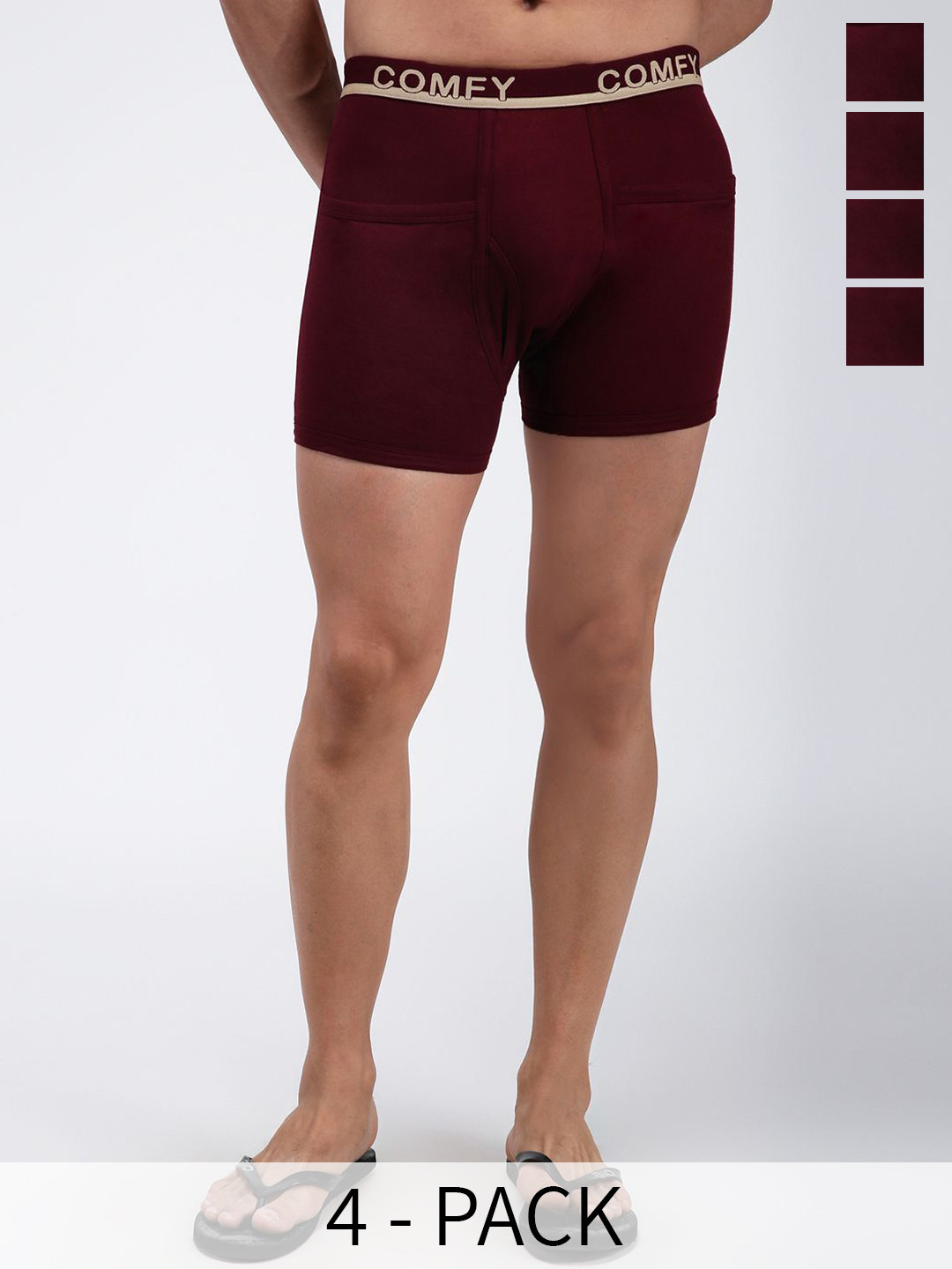 AMUL COMFY Pack Of 4 Pure Cotton Trunks AC-PCLTROE-MAR-XL-4PC